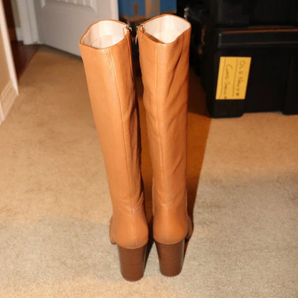 Kenneth Cole Knee High Leather Boots - Sz 9M Tan - Picture 3 of 4